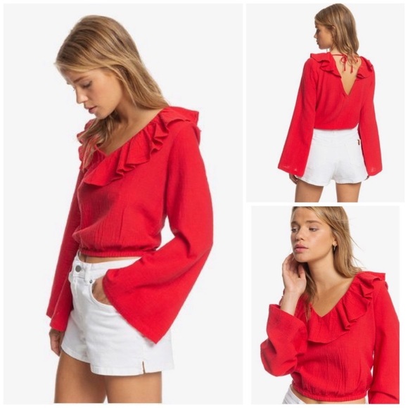 Roxy Tops - Roxy Bell Sleeve Crop Top - NWT
